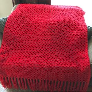 Beautiful Handmade Scarlet Red Afghan